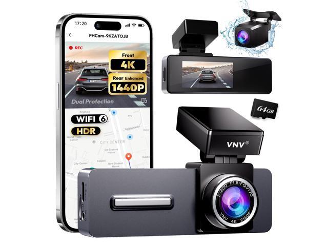 4K+2.5K Dash Cam Front and Rear, GalaxyCore Sensor, Free 64GB Card Included, Built-in WiFi App Control, Dash Camera for Cars with WDR Night.