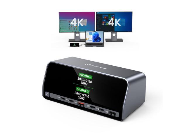 Docking Station, 13-in-1 Laptop Docking Station Dual 4K Monitor with HDMI, 100W PD Ports, 10Gbps USB A/C, LCD Smart Display, Gigabit Ethernet, 160W...