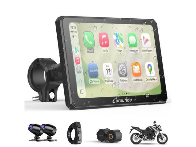 W712DT for Motorcycle CarPlay & Android Auto & TPMS - HD1080p Dash Cam, 7-inch Waterproof Rotatable Touchscreen for Navigation, Bluetooth, Loop...