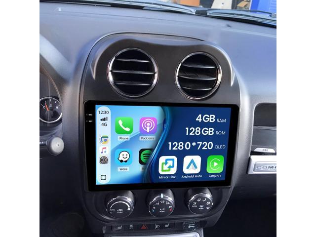 4+128G Radio for Jeep Compass Patriot 2010-2016, 10.1' Touch Screen Radio Kit with Wireless CarPlay/Android Auto, 5GHz WiFi, Bluetooth 5.0, EQ, GPS.