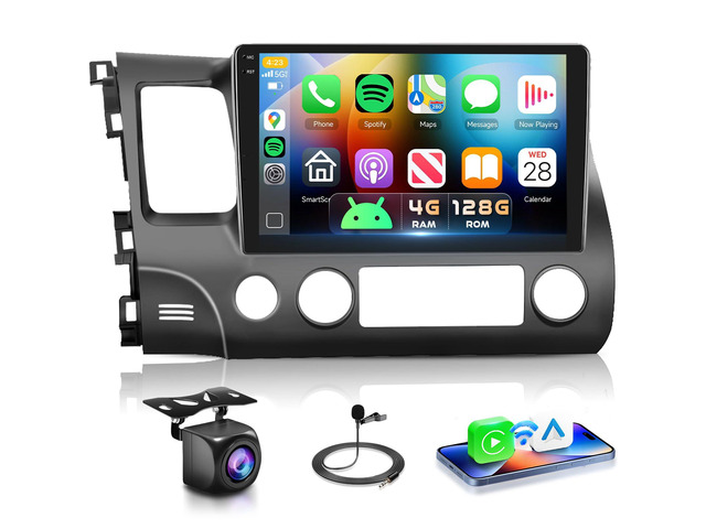 4G 128G Car Stereo for Honda Civic 2006 2007 2008 2009 2010 2011 Radio,10.1' Incell Touchscreen Wireless Carplay Android Auto 36EQ Bluetooth 5.0...