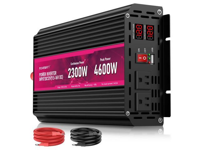 2300W Power Inverter,12V DC to AC 110V120V Peak Power 4600W with 2AC Outlets and 2.4USB Port,LCD Display Car Inverter for Power Converter Outdoor...