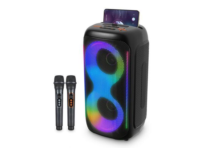 GKD40 Portable Karaoke Machine for Kids & Adults, Bluetooth Speaker with PA System, 2 Wireless Rechargeable Microphones, LED Party Speaker with 4'...