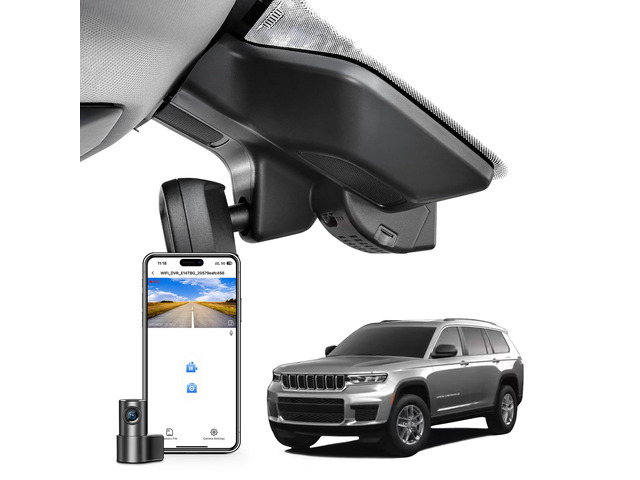 Front 4K & Rear 1080P Dash Cam Custom for Grand Cherokee 2022-2026,Grand Cherokee L 2021-2026 (Model D), Laredo Limited Overland Summit Trailhawk,...