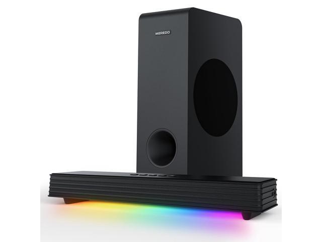 Sound Bar for Smart TV 160W 3.1CH PC Gaming Soundbar with Subwoofer RGB Lighting Audio Sync Surround Sound System BT 5.3/HD-ARC/Optical/AUX/USB for...