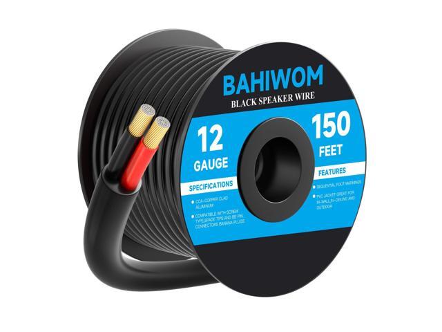 12 Gauge Speaker Wire 150 Feet CL3 Related CCA Black Cable with 2 Conductors for Outdoor Direct Burial Backyard Garden Home Car in-Wall Speaker