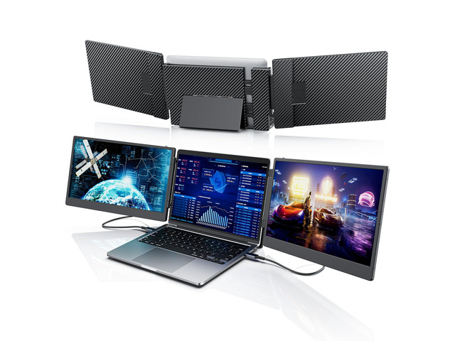 S3 Laptop Screen Extender, 14'' Triple Portable Monitor for Laptops Plug and Play, 1080P FHD IPS Laptop Monitor Extender for 13''-16.5'' Laptops...