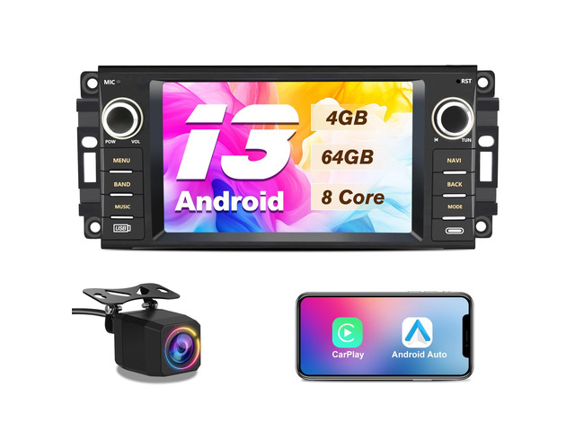8 Core CPU Android 13 Car Radio Stereo for Dodge RAM 2009-2012 Avenger Challenger Jeep Wrangler 4G RAM 64G ROM with Wireless CarPlay Android Auto...