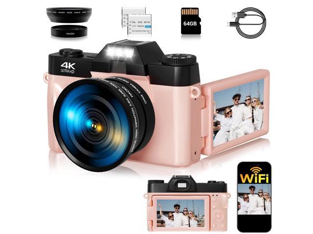 4K Digital Camera for Photography, 75MP WiFi Vlogging Camera for YouTube, 3' 180° Flip Screen Point and Shoot Camera with 64GB SD Card, Anti-Shak &...