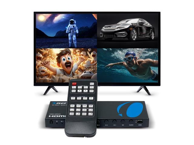 Quad Multi HDMI Viewer 4 in 1 Out HDMI Switcher 4 Ports Seamless Switcher and IR Remote Support 4K @ 30Hz 1080P for PS4/PC/DVD/Security Camera, VGA.