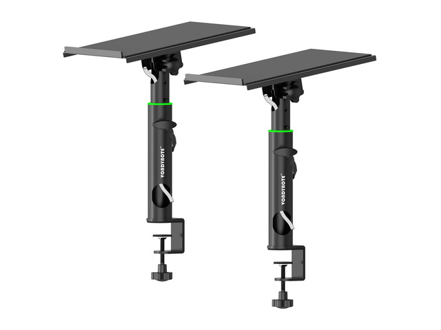 Pair of Studio Monitor Stands Desk Clamp Speaker Stands 0-12°Tilt Height Adjustable with Cable Management