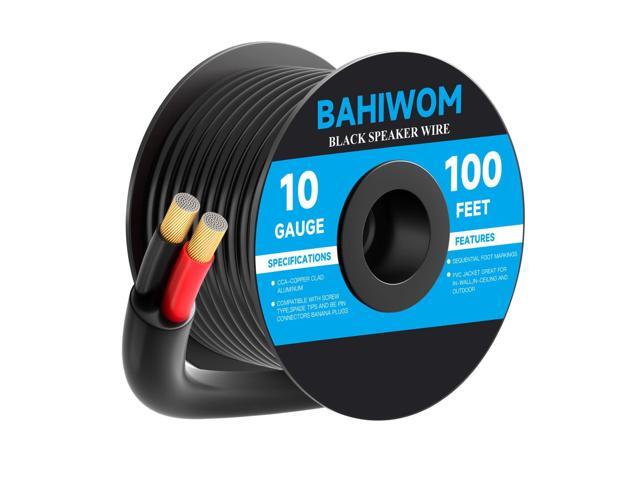 10 Gauge Speaker Wire 100 Feet CL3 Related CCA Black Cable with 2 Conductors for Outdoor Direct Burial Backyard Garden Home Car in-Wall Speaker