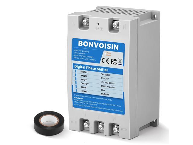 Single Phase to 3 Phase Converter 10HP(7.5kW) Digital Phase Shifter, 30A 220V-240V Input/Output, One Converter only for one Motor
