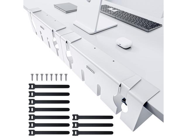 No Drill Under Desk Cable Management Tray, 17'' Wire Management, Punch-Free Clamp on, Metal Cable Tray, Wire Organizer Under Desk, Under Desk...