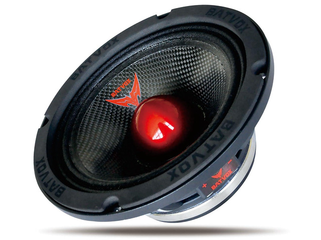 MX65S1 Midrange Loudspeaker 6.5' Red Bullet, 600W Max, 4 Ohms, Premium Quality Audio Door Speakers for Car or Truck Stereo Sound System, Black (1...