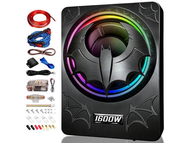1600W Slim Underseat Subwoofer with Built-in Amp 10 Inch Sub RGB Ambient Lighting, LPF/Gain/Bass Boost Controls, Individual Controls,...