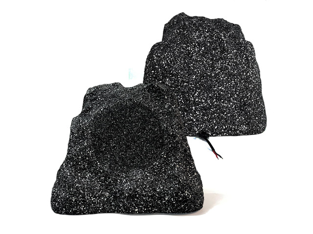 6.5' Outdoor Rock Speakers Hardwired 400 Watt,IPX7 Waterproof Design for Pool, Garden, Deck, and Outdoor Activities (Black,Pair)