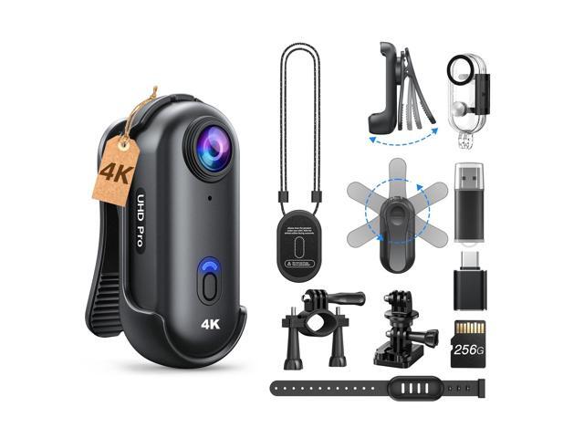W4 4K Mini Body Camera, 256G Wearable Cam with Waterproof Case, Magnetic Clip, and Quick-Mount Accessories, 96 Minutes for Recording, Easy to Use.