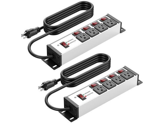 2PCS Heavy Duty Power Strip Surge Protector 20 AMP Individual Switches. 12 Gauge Extension Cord with Multiple Outlets. Garage, Shop, Industrial.