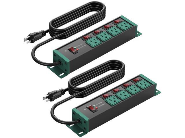 2PCS Heavy Duty Power Strip Surge Protector 20 AMP Individual Switches. 12 Gauge Extension Cord with Multiple Outlets. Garage, Shop, Industrial...