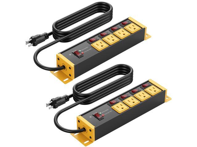 2PCS Heavy Duty Power Strip Surge Protector 20 AMP Individual Switches. 12 Gauge Extension Cord with Multiple Outlets. Garage, Shop, Industrial...