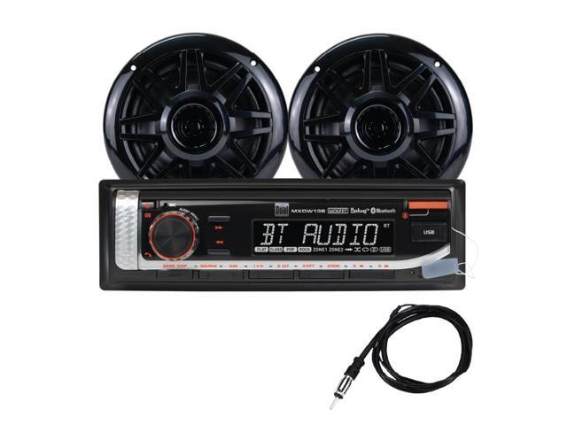 MXP152B Marine Stereo with (2) 6.5' Marine Speakers & Antenna AM/FM Boat Radio Digital Media Receiver with Built-in Bluetooth USB Playback with...