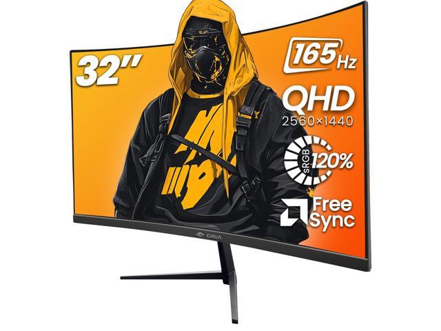32' Curved Gaming Monitor, 2K QHD 2560x1440, 144Hz/165Hz VA Display, 1800R Screen, 120% sRGB, AMD FreeSync, Low Blue Light, HDMI& DP, Wall...