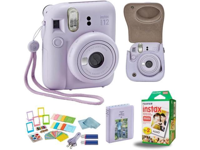 Instant Mini 12 Camera + Accessory Bundle & Compatible Custom Case + Fuji Instant (20 Shots) Designer Mini Photo Album (60 Pockets) (Lilac Purple)