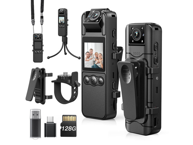Z11 Body Camera with Audio and Video Recording, 128GB Small Body Cam with 180° Rotating Lens, 6HR Battery & Night Vision, Wearable Camera for Pet,...