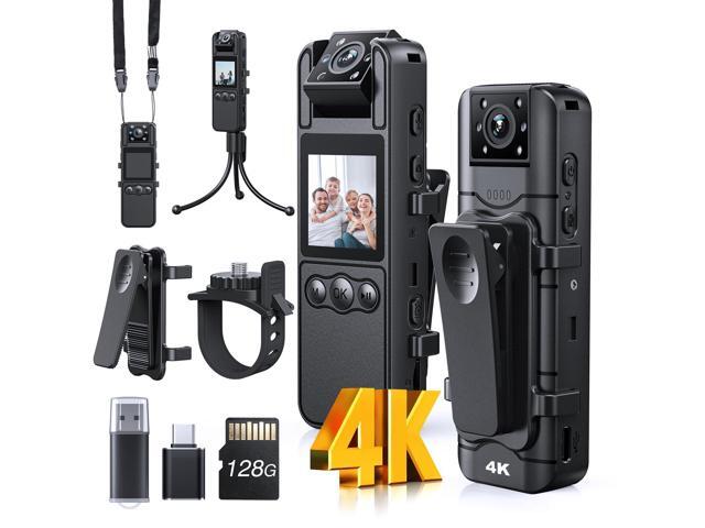 Z11 4K Body Camera with Audio and Video Recording, 128GB Small Body Cam with 180° Rotating Lens, 6HR Battery & Night Vision, Wearable Camera for.