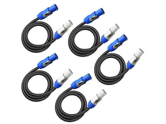5Pack PowerCon Power Cable AC PowerCon Input to Output 12AWG 3 Pin Power Extension Cable for LED Screen Beam Moving Head Light, Stage Light...