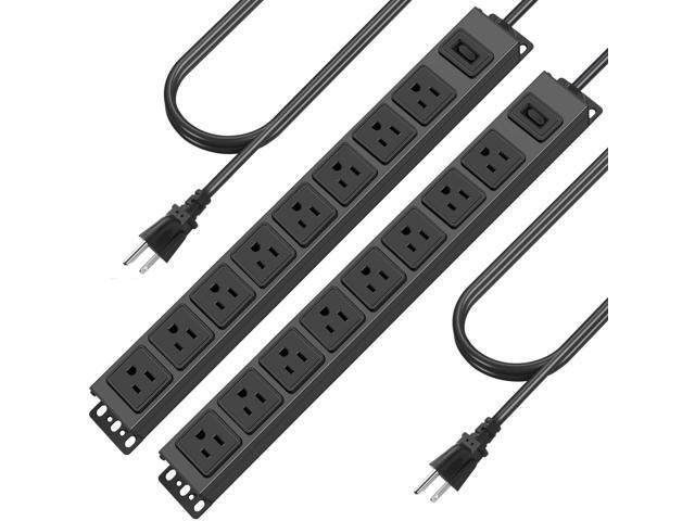 2 Pack Magnetic Mount Power Strip, 8 Outlet Mountable Socket, Metal Heavy Duty Surge Protector, Gaming Table Outlet, Easy to Fix Without Drilling...