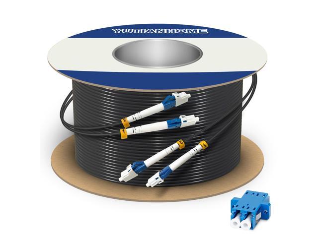 656ft/200m LC to LC Armored Outdoor Fiber Optic Cable, Single Mode Duplex Fiber Patch Cable, 9/125um LC Fiber Jumper, (OS1/OS2 Compatible), Low...