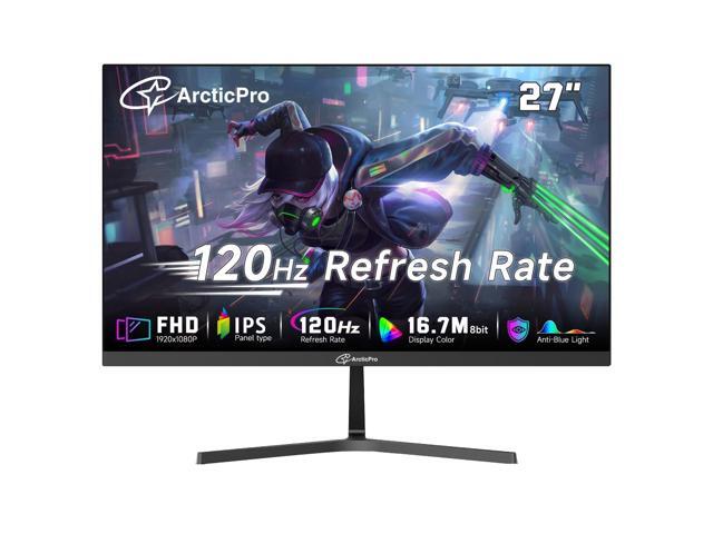 27 inch Monitor 120Hz, FHD 1080p, Computer Monitor, IPS, 99% sRGB, 1ms Response Time, 3-Sided Frameless, Ultra Slim, VESA Mountable, Anti-Blue...