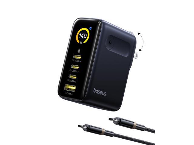 Picogo 140W USB C Charger, 4-Port Multi-Device Fast Charging Laptop Charger with Smart Display & Touch Control, GaN Power Adapter for MacBook Pro,...