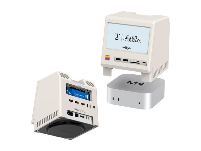 M5 Retro Dock Station for Mac mini M4, 5inch HD Display, 10Gbps M.2 NVMe SSD Enclosure, SD/Micro SD Reader 4.0, 4*USB-A 1*USB-C 10Gbps, 3.5mm...