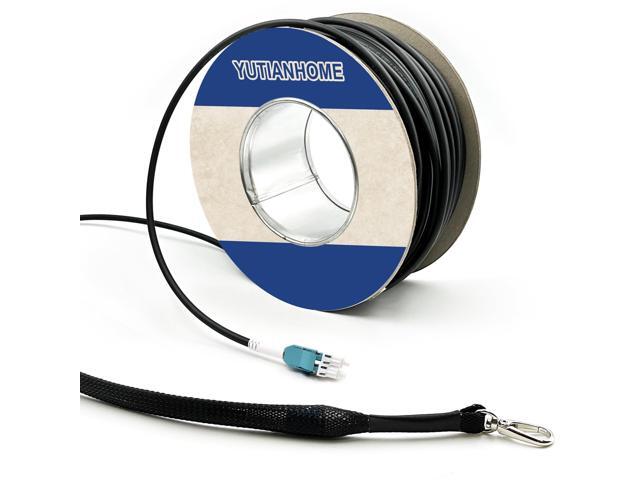 120ft OD-5mm Industrial TPU OM3 Fiber LC to LC Outdoor Armored Fiber Patch Cable, Duplex Multimode Fiber Optic Cable, 40Gb 10Gb, 50/125, Uniboot.