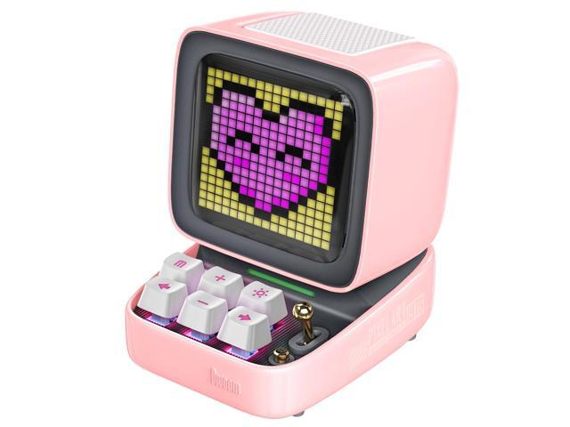 Ditoo Retro Pixel Art Game Bluetooth Speaker with 16X16 LED App Controlled Front Screen (Pink)