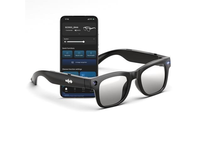 AI Smart Glasses with HD Camera, BT Call, 8MP Anti-Shake Camera Glasses with 1080P Video Recording Dual Mic, Simultaneous Interpretation/GPT.