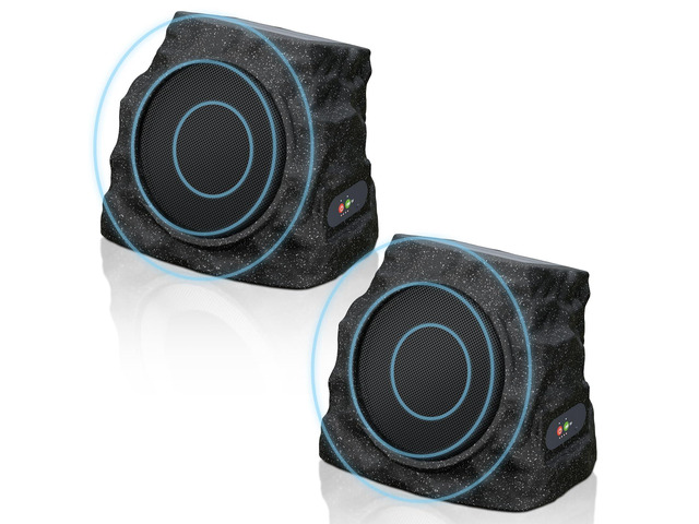 2-Pack Solar Powered Rock Speakers Outdoor Water-Resistant with 3 Mode Lights and Pair Function USB Rechargeable for Patio Garden Party Pool...