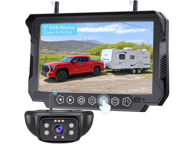 RV Backup Camera Wireless 7-inch for Furrion: Touchkey 4-Channel with Recording 1080P HD RV Rear View Camera Night Vision Waterproof Easy Install...