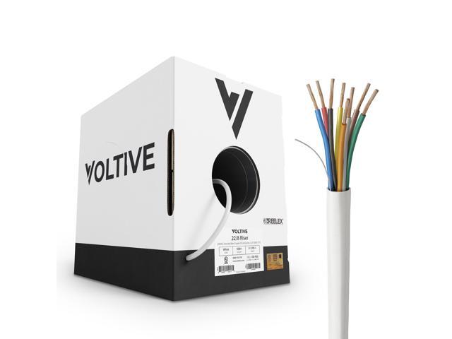 22/8 Low Voltage Wire, Riser CL3R, White, 500ft - 22AWG, 8 Conductors, Stranded Bare Copper, UL Listed - V-1295-1