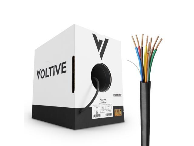 22/8 Low Voltage Wire, Riser CL3R, Black, 500ft - 22AWG, 8 Conductors, Stranded Bare Copper, UL Listed - V-1295-2