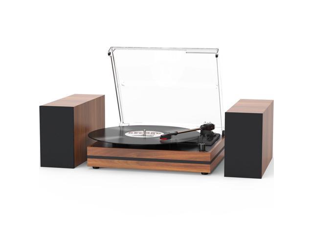 Vintage Record Player with External Speakers Belt-Drive Turntable for Vinyl Records Dual Stereo Speakers LP Players Support 3 Speed 3 Size Wireless.
