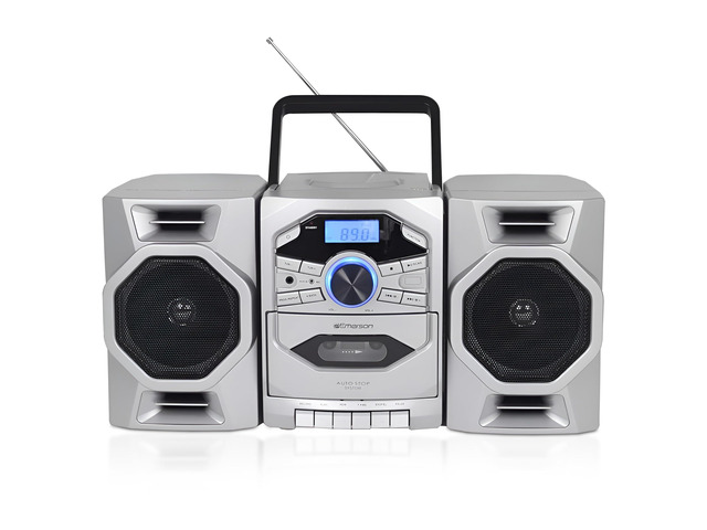 Portable CD Player Boombox with Cassette Player, Tape Recorder, AM/FM Radio, MP3 AUX Input, Detachable Speakers, AC/DC & Battery Operated Stereo...