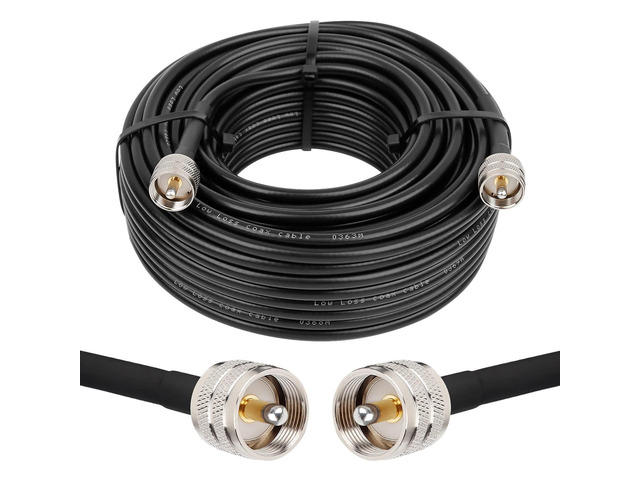 RG8x Coaxial Cable 100ft,CB Coax Cable 50 Ohm,UHF PL259 Male to Male Low Loss CB Antenna Extension for HAM Radio,VHF Radio,SWR Meter,Dummy...