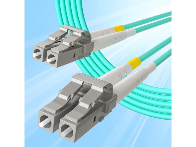 Fiber Patch Cable - LC to LC OM3 10Gb/Gigabit Multi-Mode Jumper Duplex 50/125m LSZH Fiber Optic Cord for SFP Transceiver, Aqua, 10-Meter(32.8ft),.