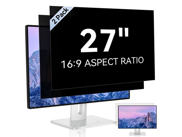 [2 Pack] 27 Inch Computer Privacy Screen for 16:9 Aspect Ratio Widescreen Monitor, Eye Protection Anti Glare Blue Light Computer Monitor Privacy...