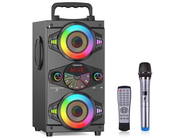 Bluetooth Speakers, 60W Portable Wireless Loud Outdoor Home Party Bluetooth Speaker with Subwoofer, FM Radio, LED Colorful Lights, Microphone,.