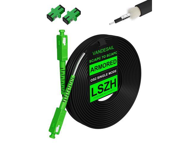 100M/328ft SC/APC Fiber Optic Internet Cable Extension, SC/APC to SC/APC Armored Fiber Patch Cable, SC to SC Single Mode OS2 Fiber Jumper Optical...